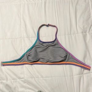 Colorful black and white high neck small bikini top